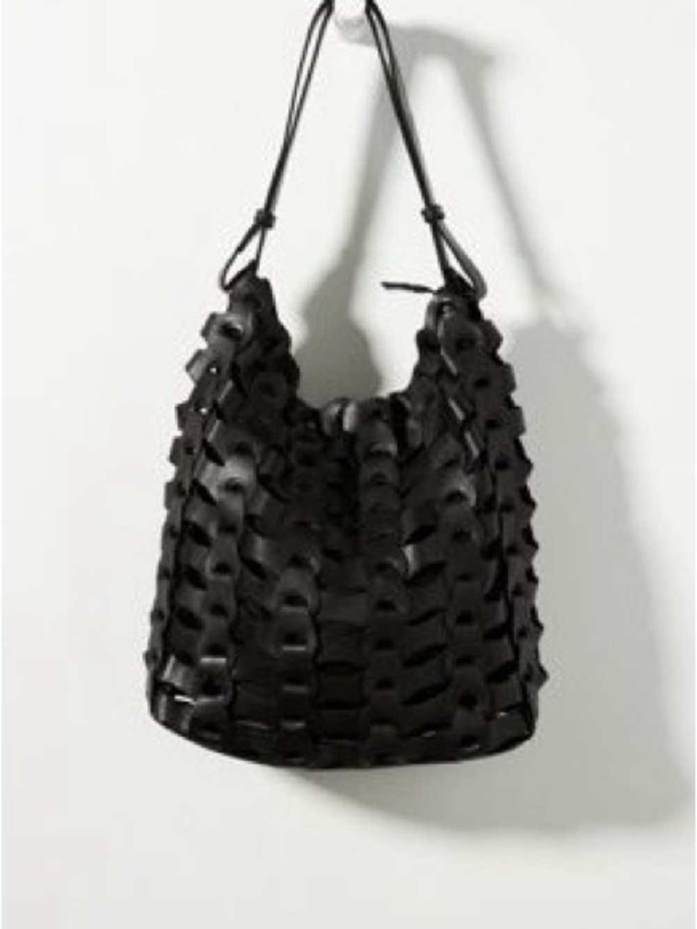 Anthropologie Black Woven Cutout Hobo Bag